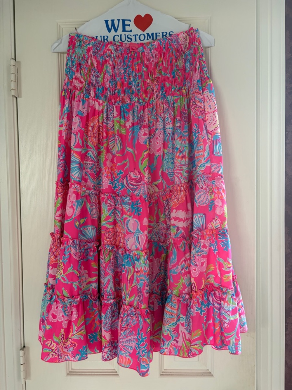 Lilly Pulitzer Hot Pink Floral Tiered Maxi Skirt- EUC only worn twice